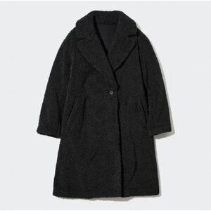 Uniqlo Women's Windproof Outer Fleece Tailored Black Coat Size S NWT